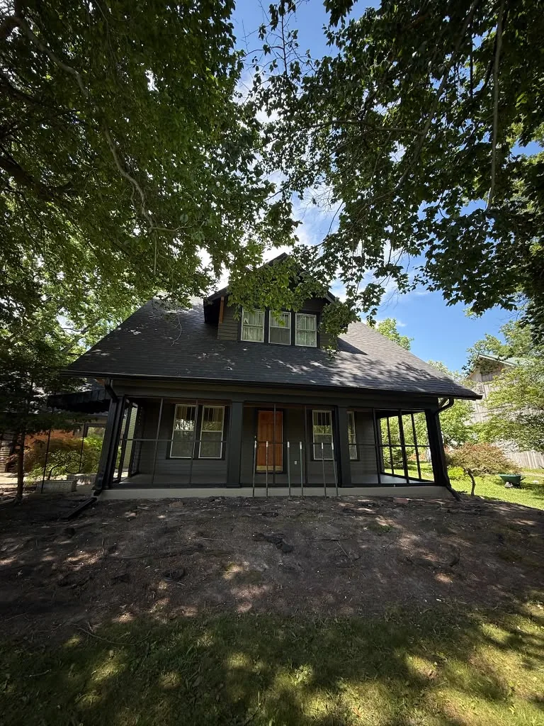 Craftsman house after olive green exterior repaint in Indianapolis IN